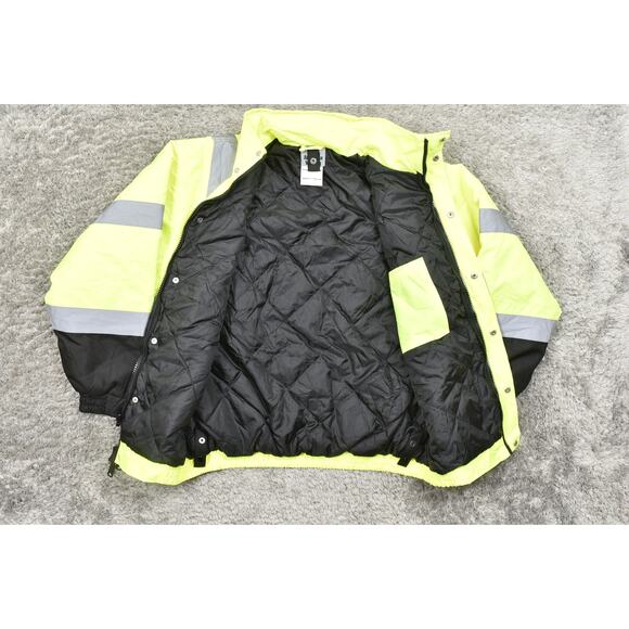 American Worker Green Bomber Jacket Nylon Medium ANSI Class III Safety Jacket - Picture 4 of 9